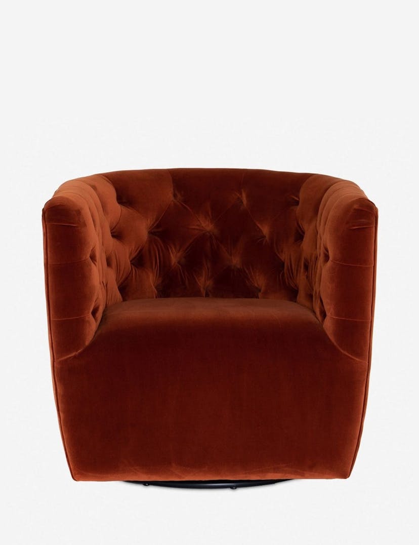Lilith Swivel Chair - Rust Velvet