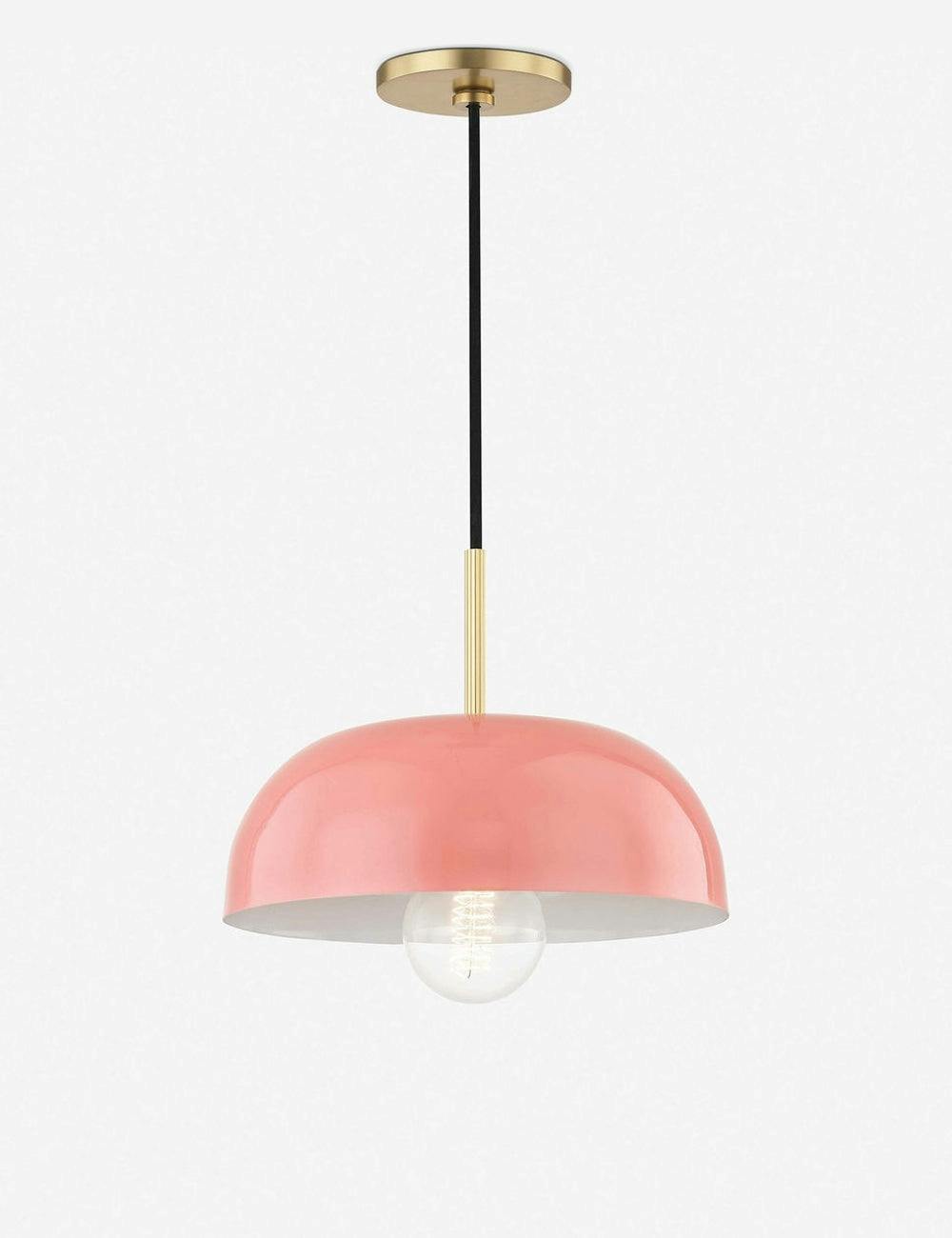 Dea 14" Aged Brass and Pink Large Pendant Light
