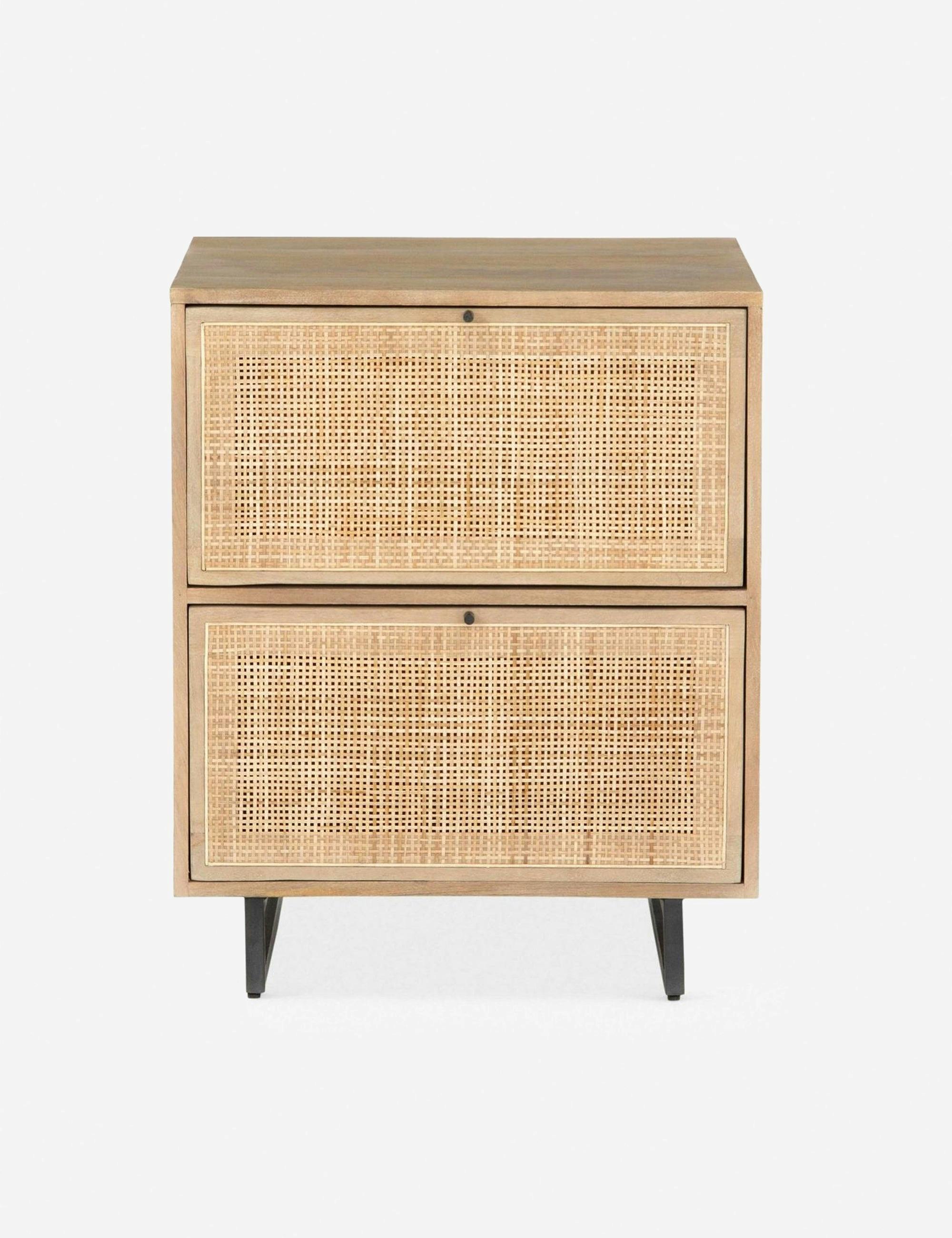 Contemporary Yellow Mango & Cane 2-Drawer Filing Cabinet