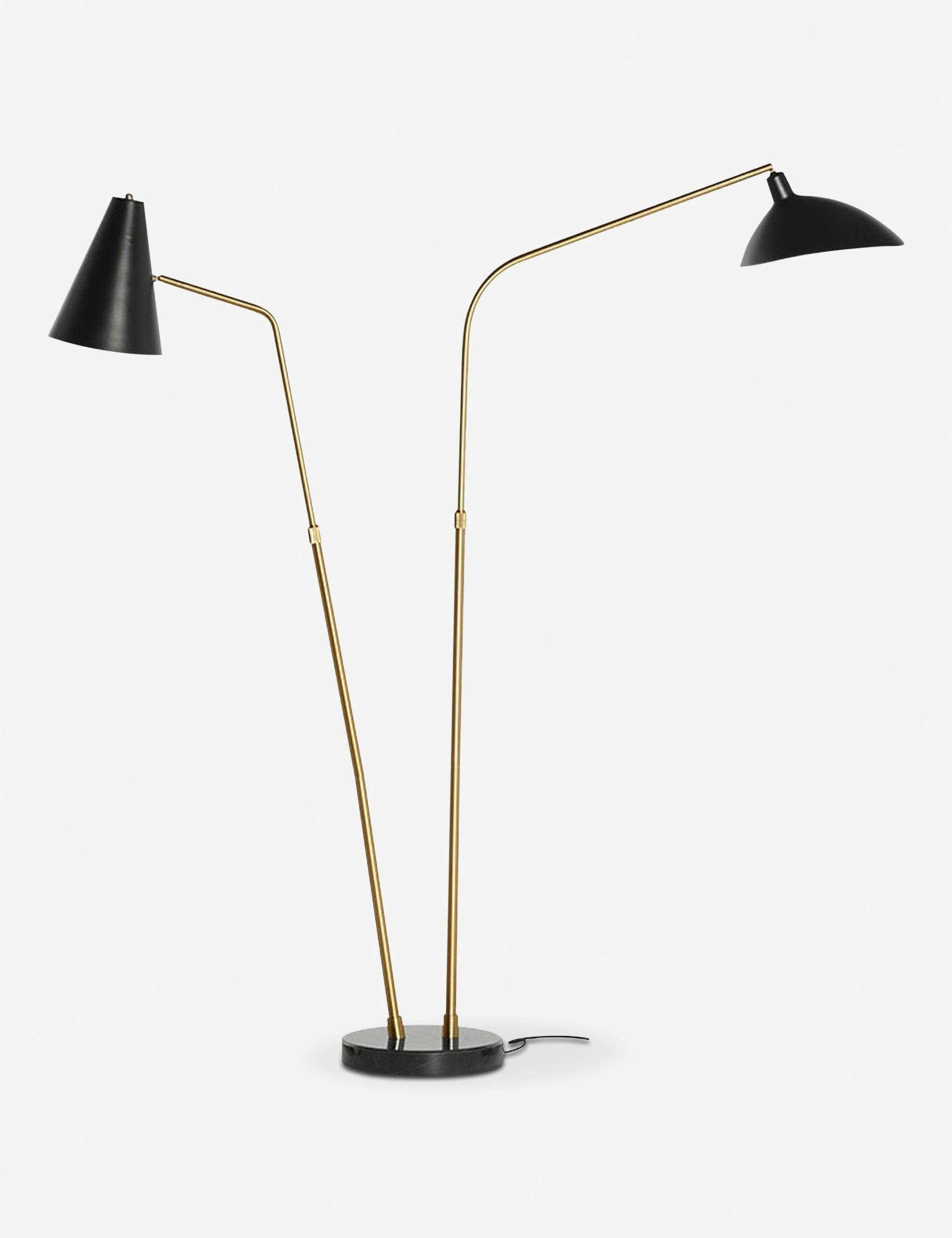 Dominique Adjustable Multi-Head Black Floor Lamp with Marble Base