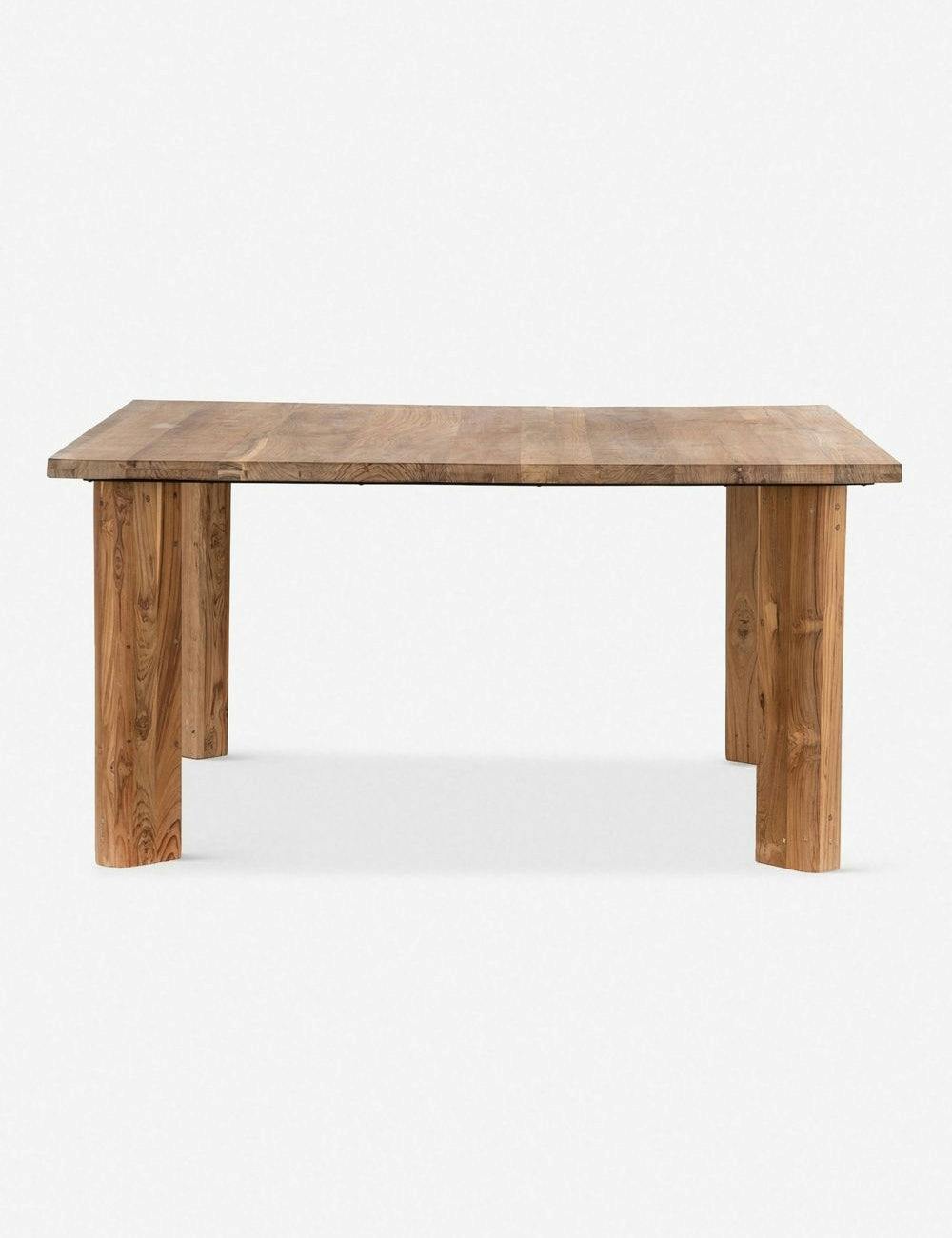 Modern Merritt Square Reclaimed Teak Dining Table with Marble Accent