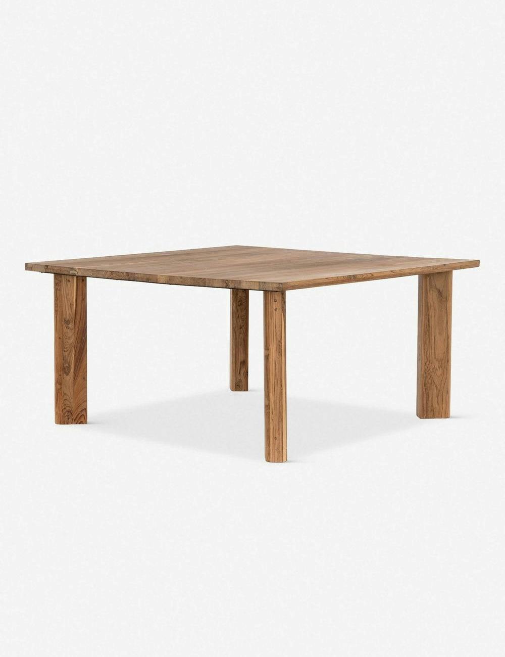 Modern Merritt Square Reclaimed Teak Dining Table with Marble Accent
