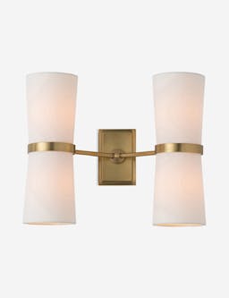 Inwood Wall Sconce, 4-Light, Antique Brass, Ivory Microfiber Shade, 15"H
