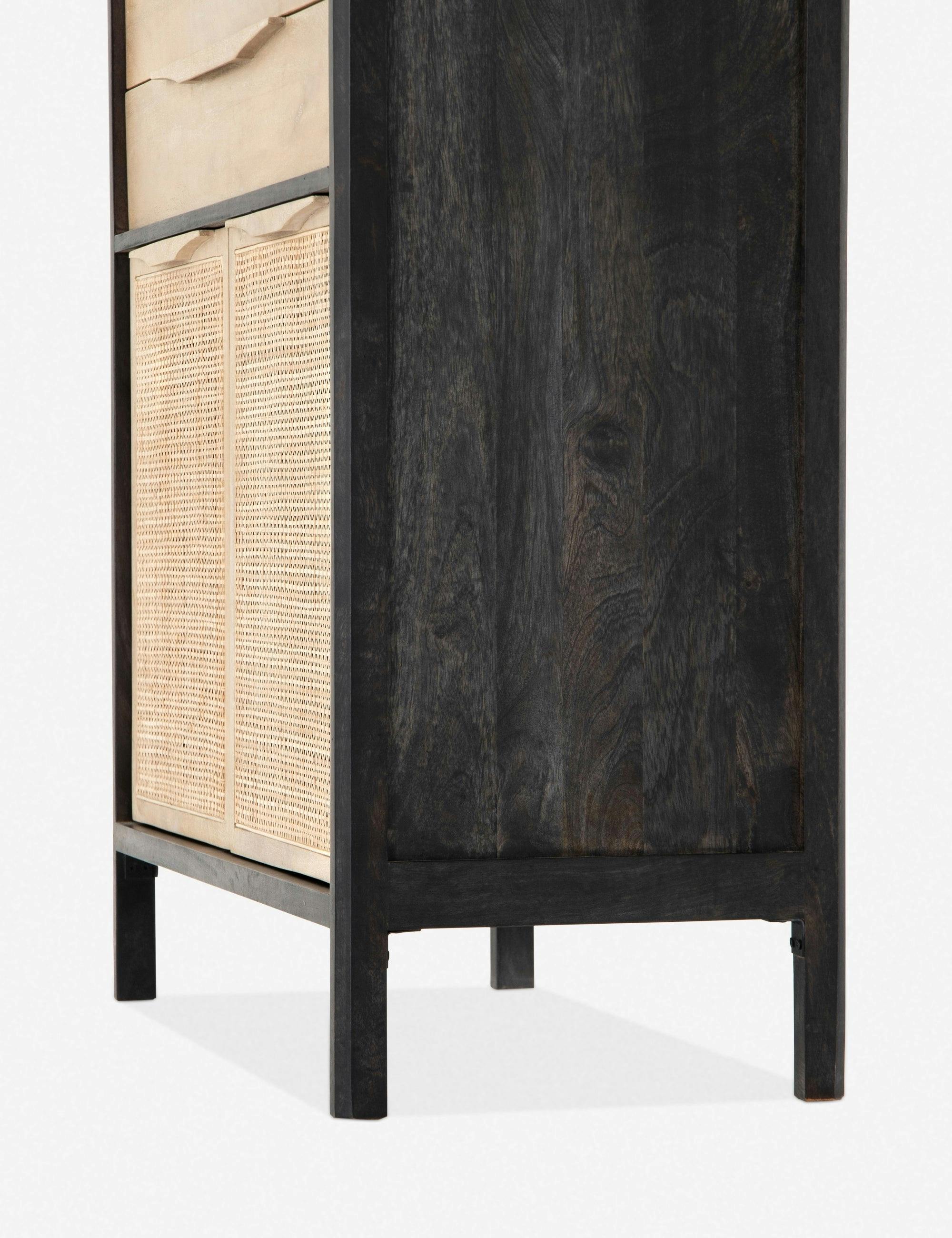 Hannah Boho-Chic Tall Dresser with Woven Cane and Mango Wood