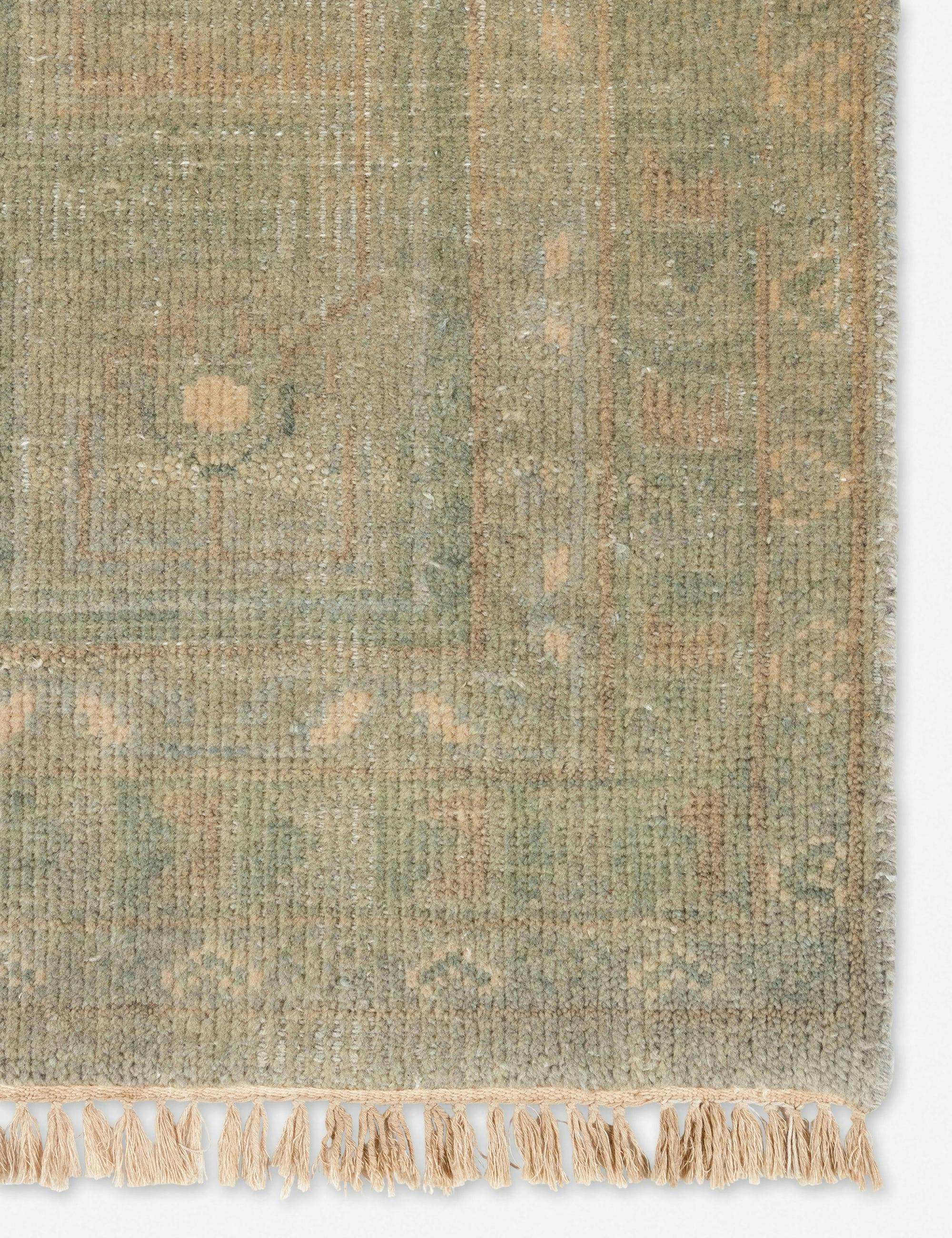 Hand-Knotted Oriental Wool Rug in Sage - 8' x 10'