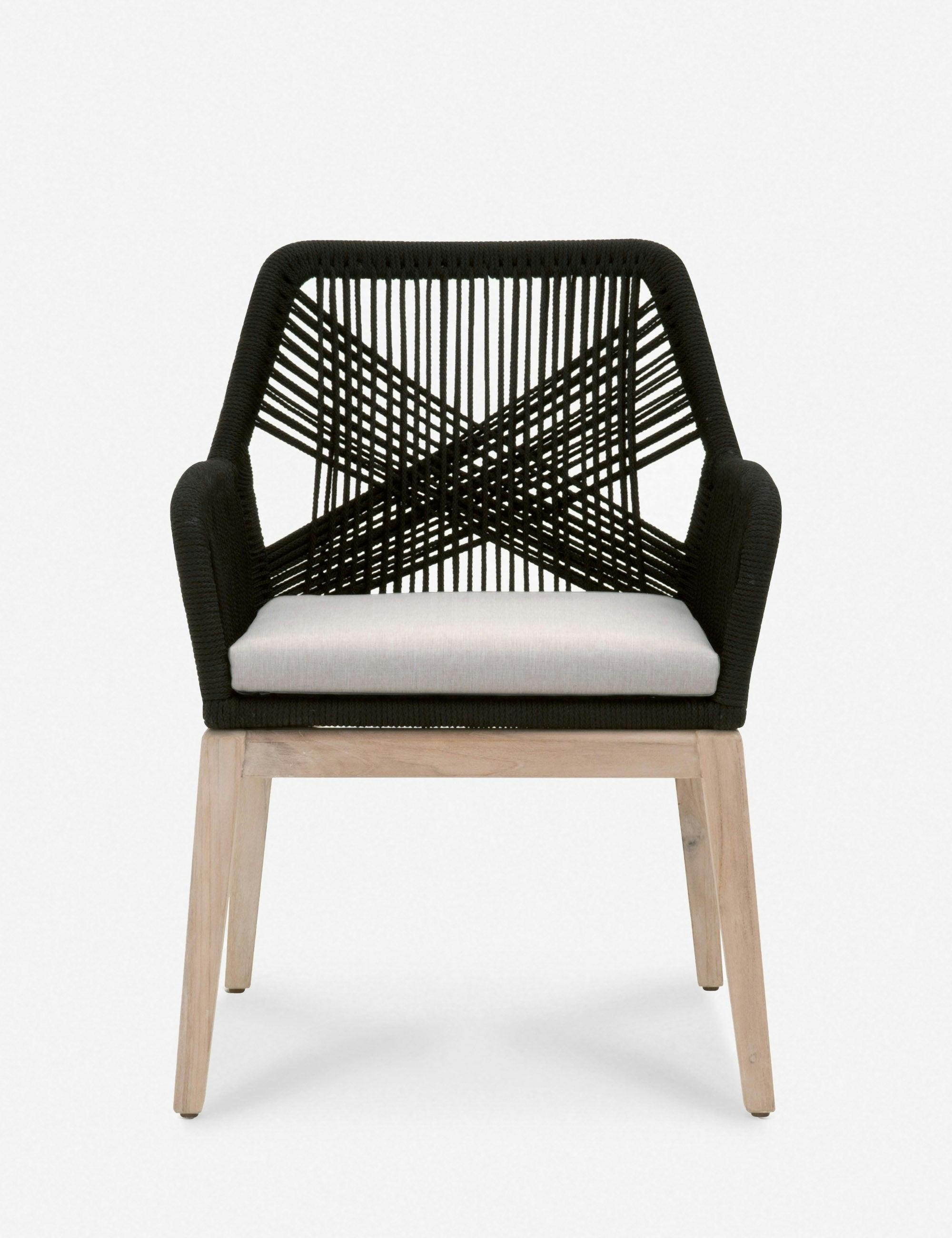 Transitional Woven Black Arm Chair with Removable Cushion