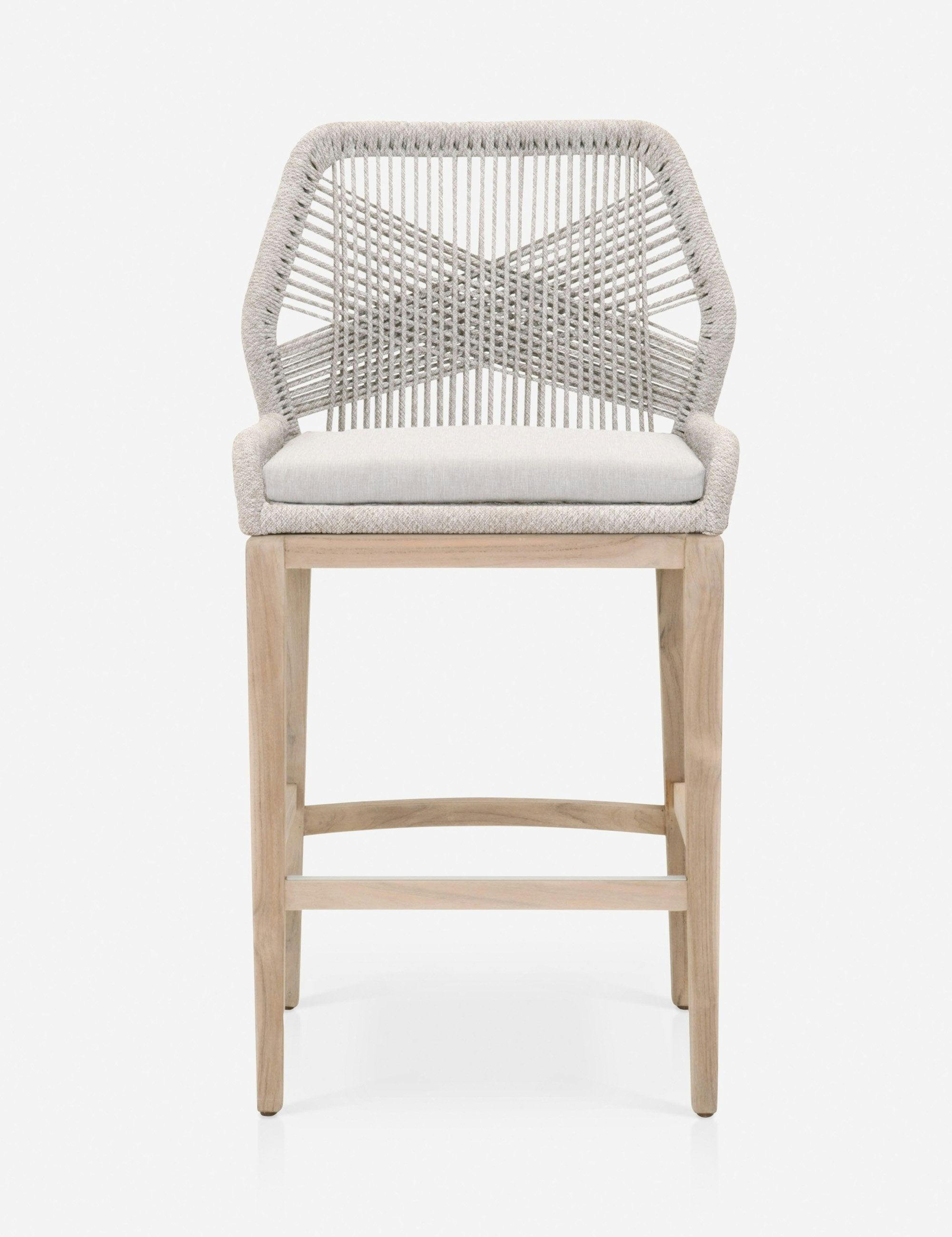 London Taupe Woven Rope Outdoor Bar Stool