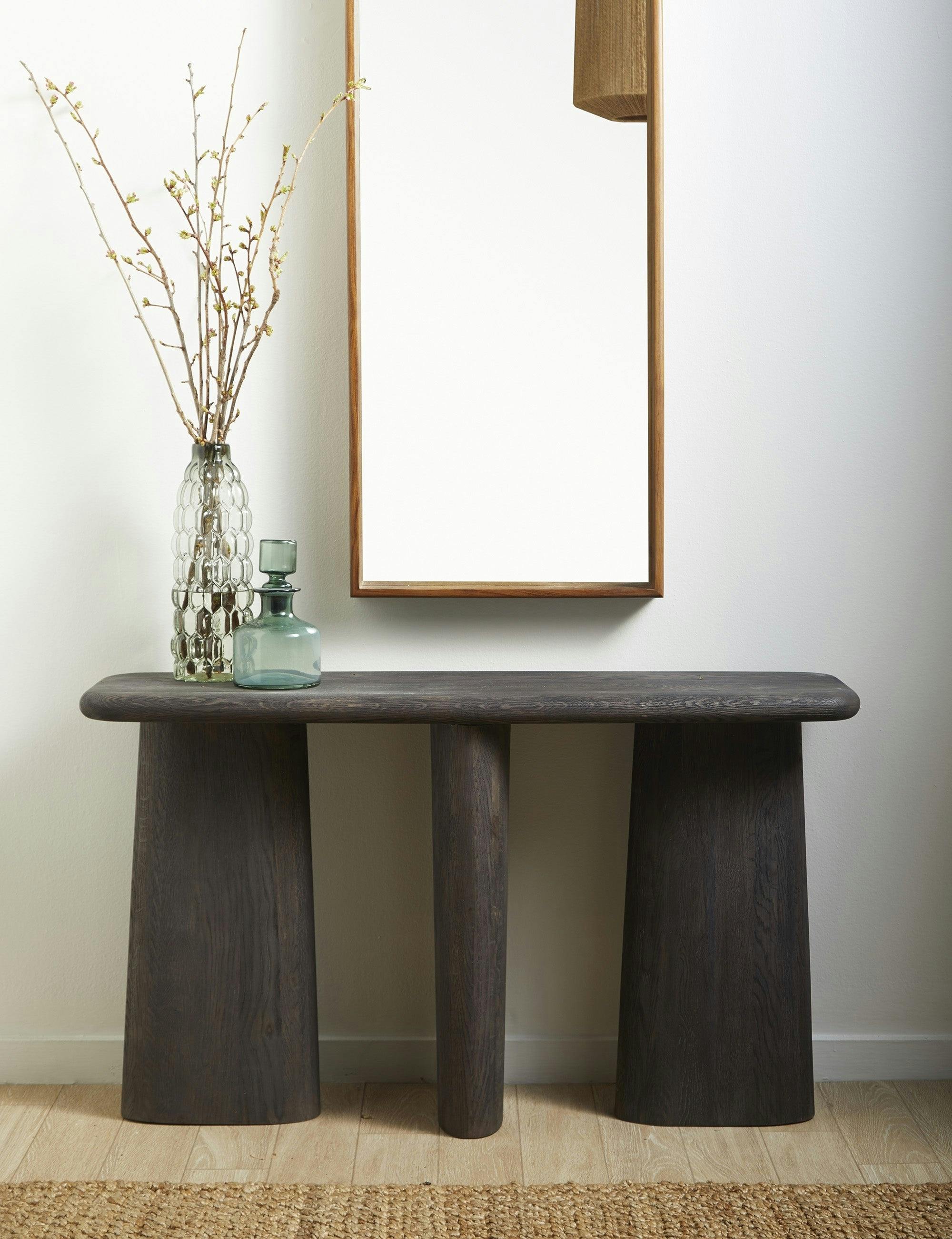 Charcoal Oil Finish 30in Modern Wood Console Table