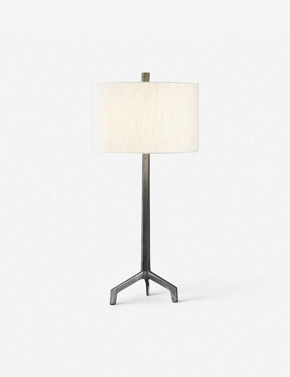 Lydia 33.75" Burnished Raw Steel Table Lamp with Linen Shade