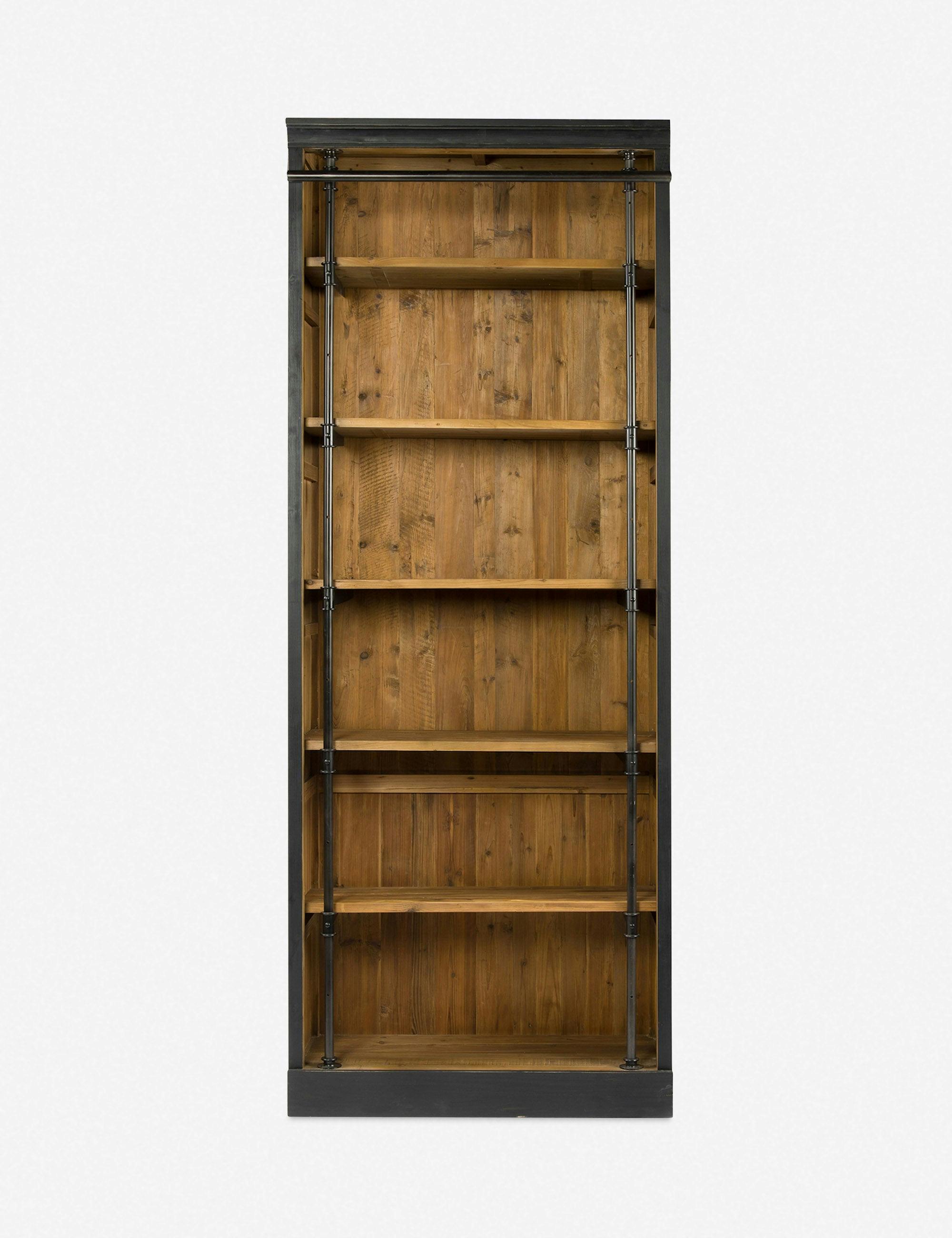 Mallory Rustic Pine Wood Matte Black Ladder Bookcase