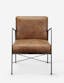 Ivie Brown Leather Silver Iron Accent Chair