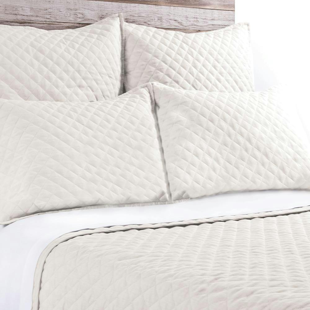 Hampton Standard Cream Quilted Linen Pillow Sham