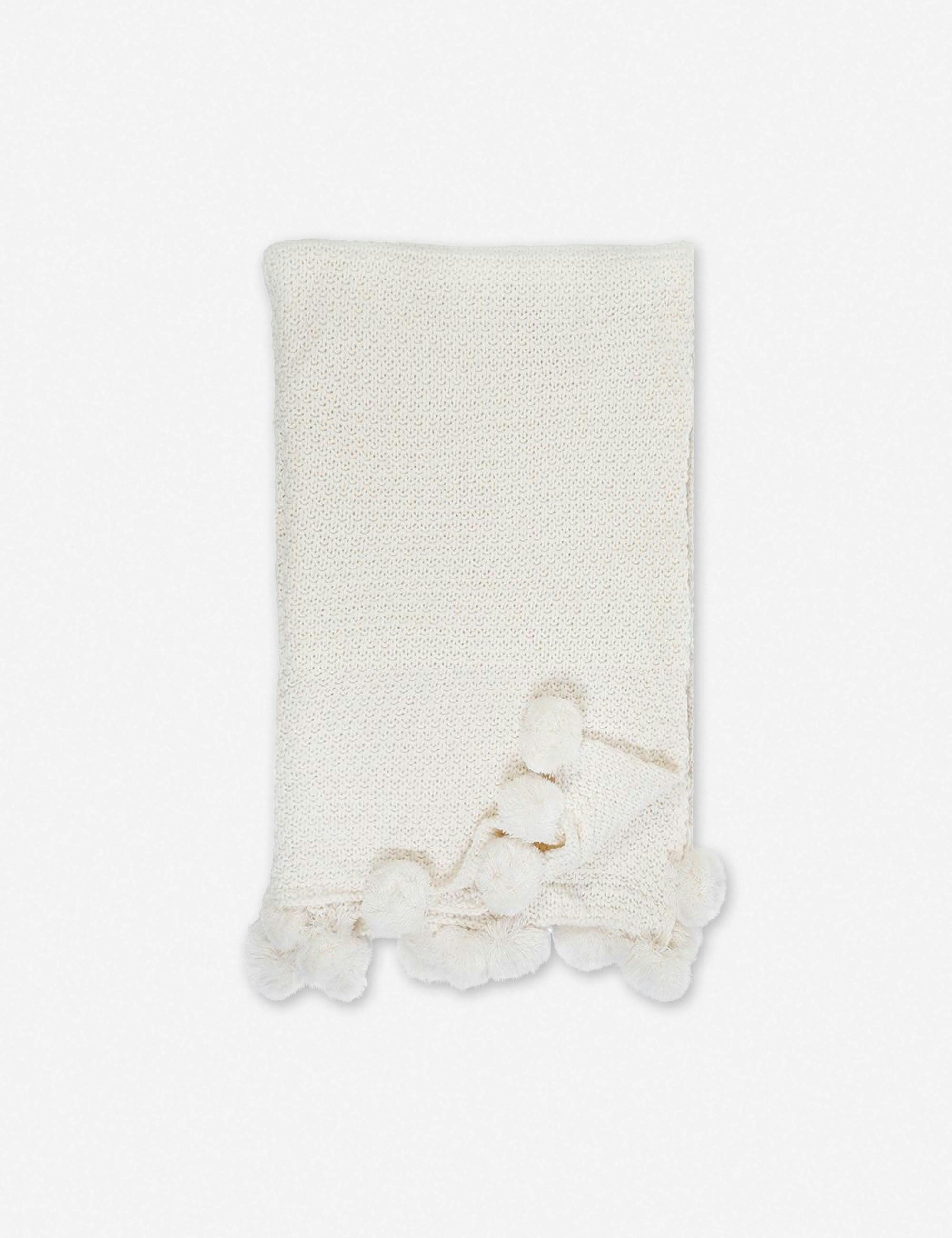 Riley Antique White Knit Throw Blanket