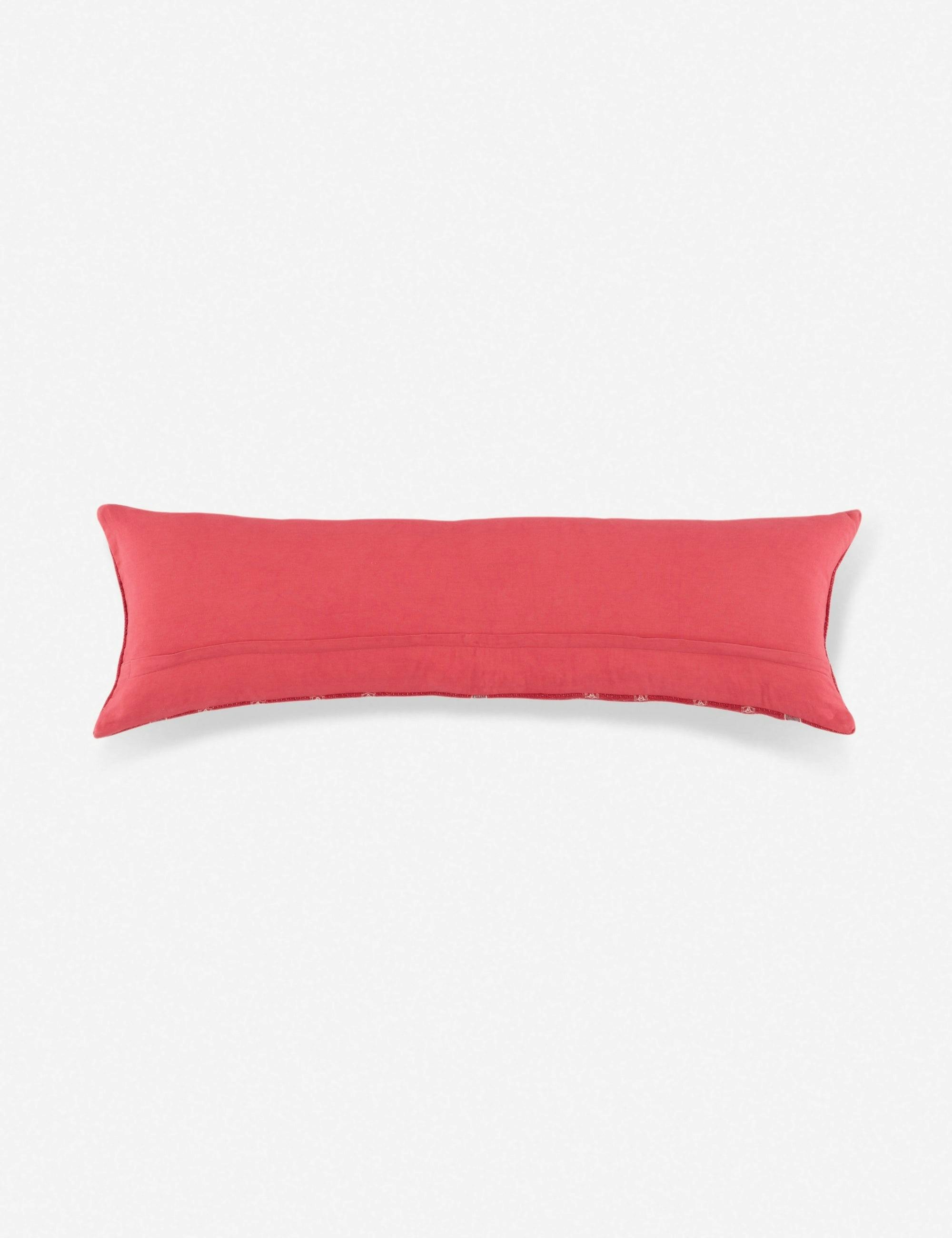 Scarlet Embroidered Wool Long Lumbar Down Pillow