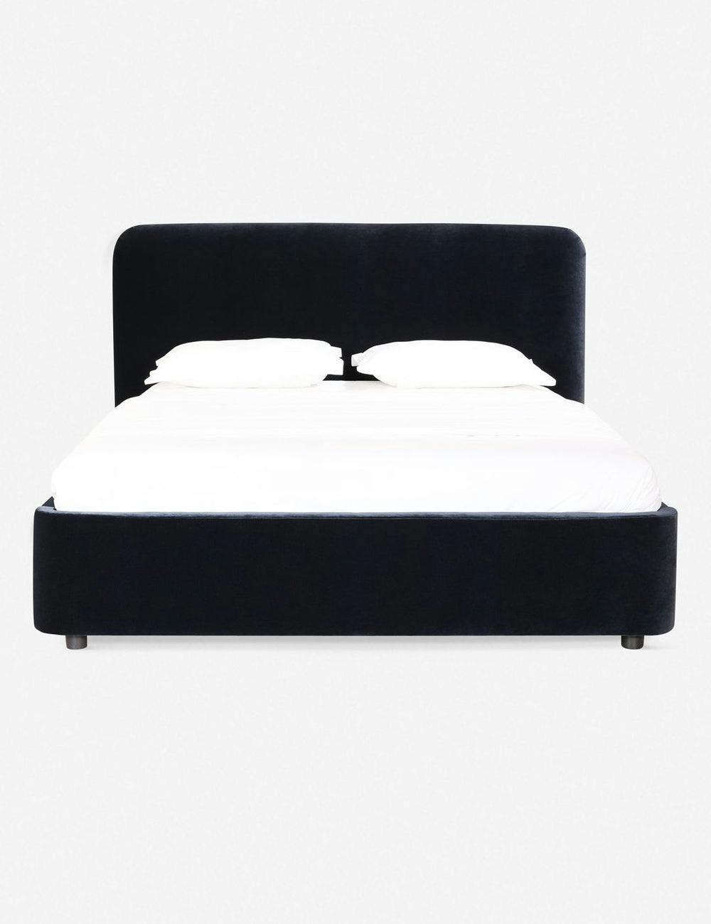 Zien King Blue Velvet Upholstered Bed