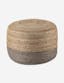 Coastal Braided Jute Round Pouf in Taupe and Natural - 18"x18"x12"
