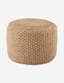 Handwoven Jute and Cotton Round Pouf in Beige and Gray