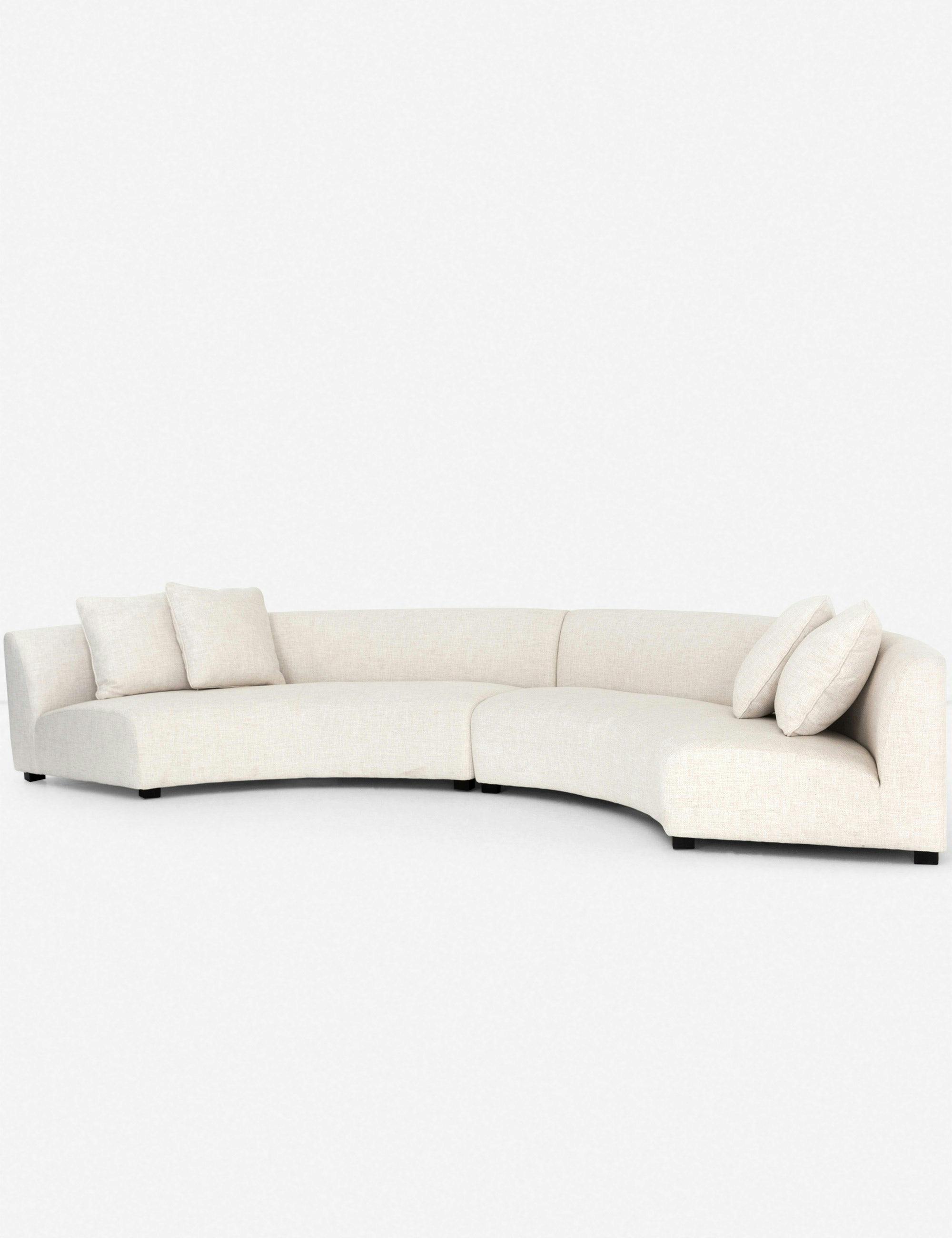 Dover Crescent Cream Linen 2-Piece Curved Modular Sectional Sofa