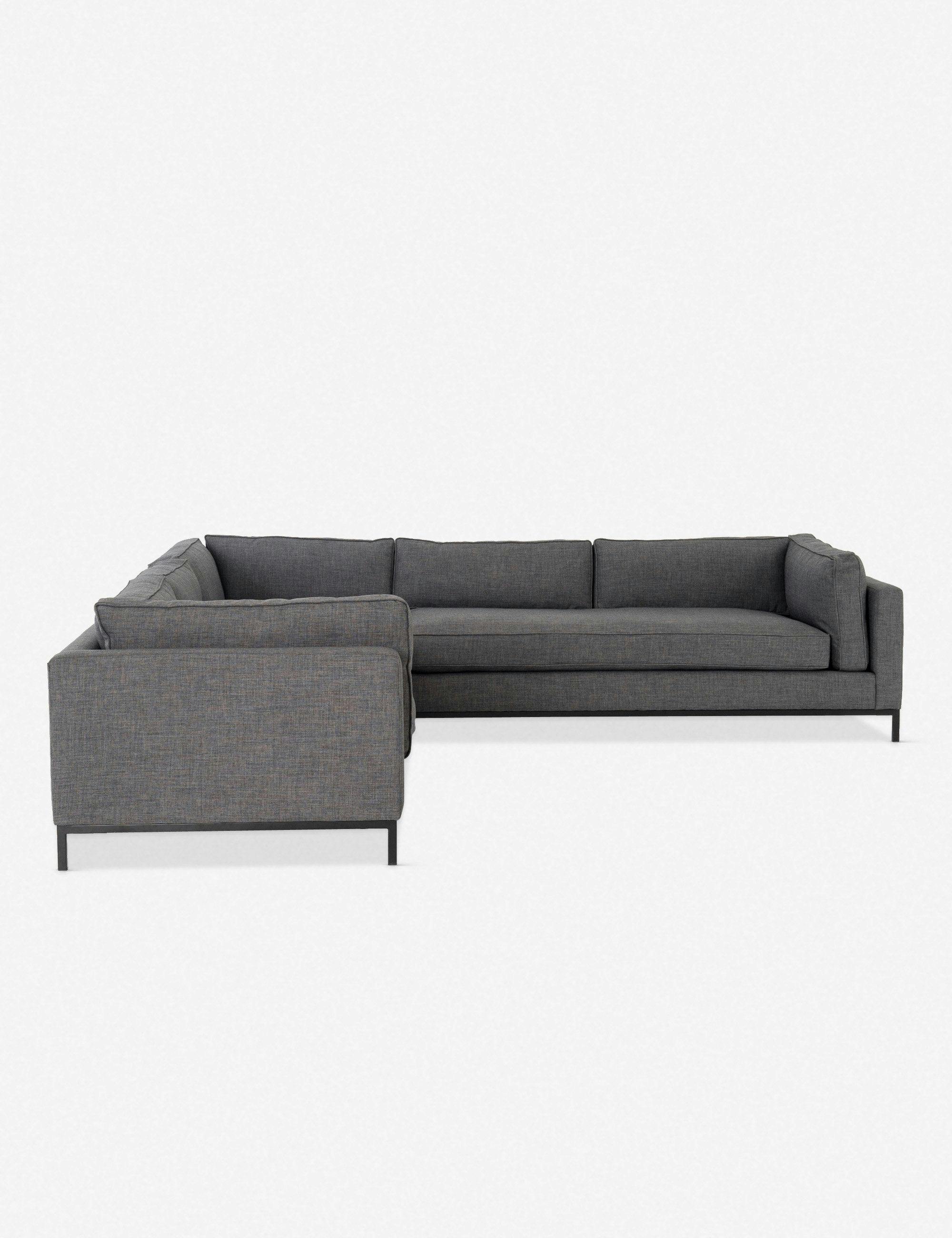 Fritzie Charcoal Grey 3-Piece Corner Sectional Sofa