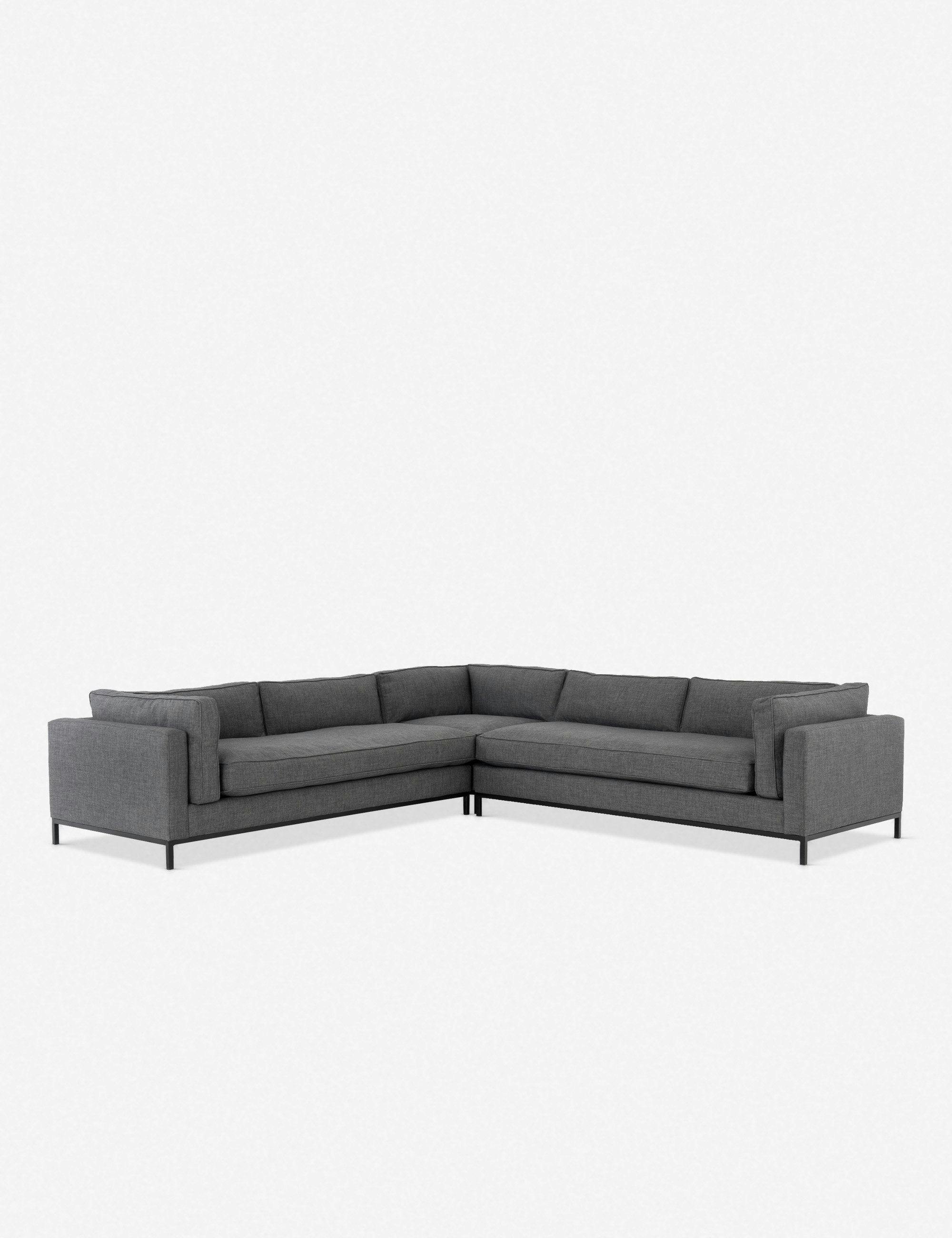 Fritzie Charcoal Grey 3-Piece Corner Sectional Sofa
