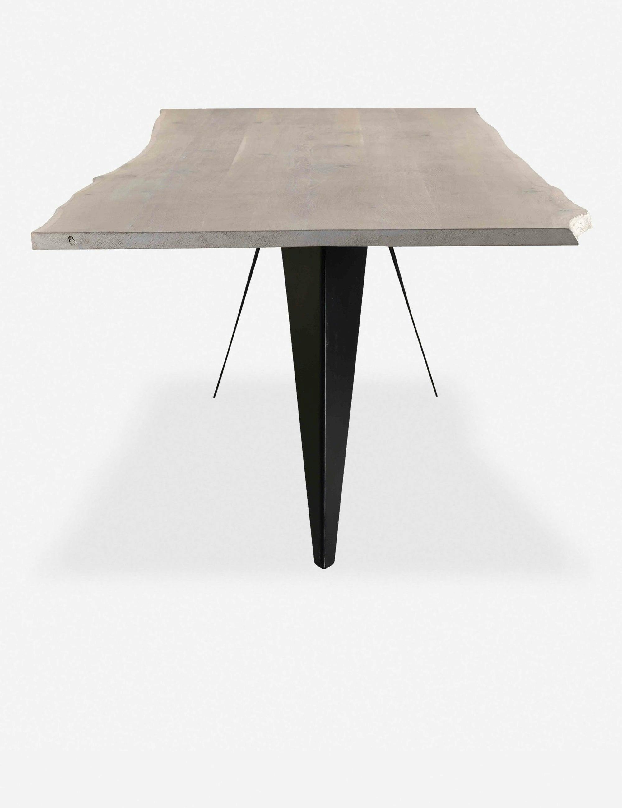 Contemporary Black and Gray Solid Oak Dining Table with Iron Base